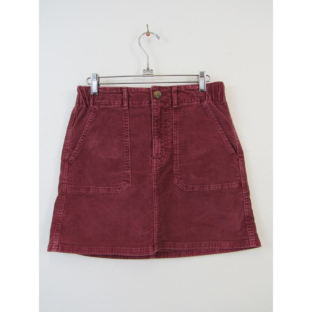 American Eagle Size 4 Maroon High-Rise Corduroy Mini Skirt Brick Rust Stretch